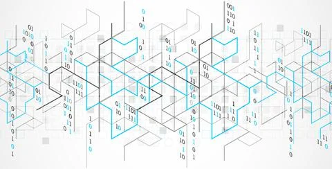 Vector illustration. Digital binary technology and engineering background. Illustrazione stock