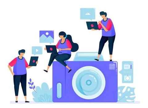 Vector illustration for digital camera or pocket camera. Simple cartoon camer Illustrazione stock