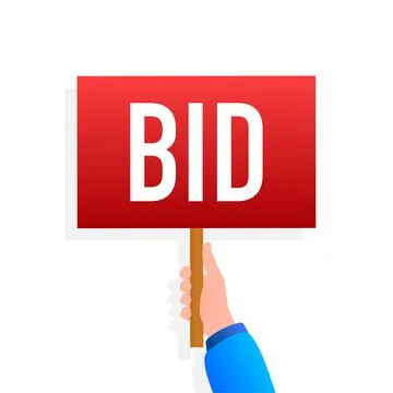 Vector illustration digital design with bid placard. Vector isolated Illustrazione stock