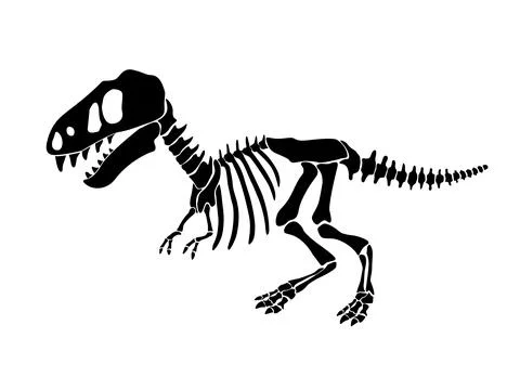 Vector illustration with dinosaur skeleton isolated on a white background. Stock Illustration