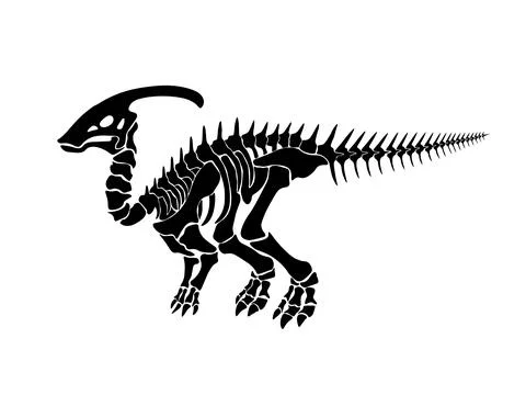 Vector illustration with dinosaur skeleton isolated on a white background. Illustrazione stock