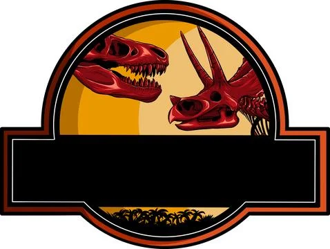 Vector illustration of Dinosaur skeleton logo of jurassic park Ilustración de archivo