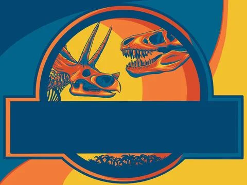 Vector illustration of Dinosaur skeleton logo of jurassic park Stock Illustration