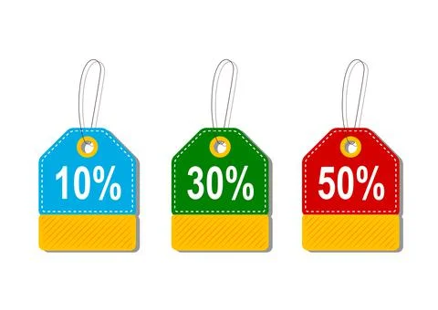 Vector illustration of discount tags isolated on white background Stock Illustration