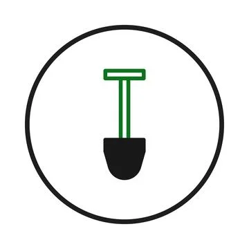 Vector illustration displaying spade tool within a black circle emphasizing.. Stock Illustration