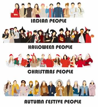 Vector illustration of diverse people character different culture and festival	 Stock Illustration