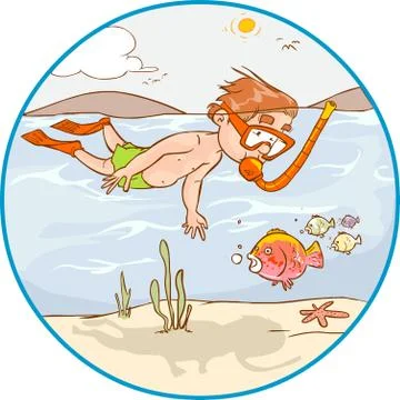 Vector illustration of a Diving Kid Stock Illustration