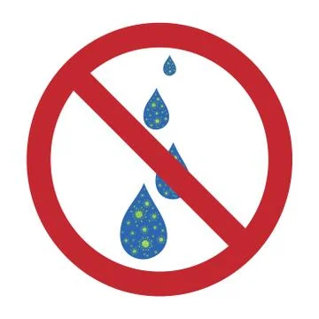 Vector illustration of do not contaminated drop of water by bacteria on white Illustrazione stock