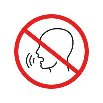 Vector illustration of do not talking sign. Outline. Stock Illustration