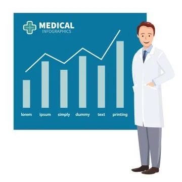 Vector illustration doctor on background graphs. Illustrazione stock
