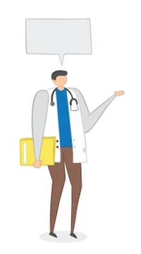 Vector illustration doctor holding folder and talking. Hand drawn. Stock Illustration