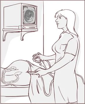 Vector illustration of a doctors who perform colonoscopy Illustrazione stock
