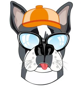 Vector illustration of the dog in cap and spectacles Stock Illustration