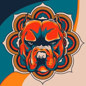 Vector illustration of dog head with decorative ornaments and doodle elements. Stock Illustration