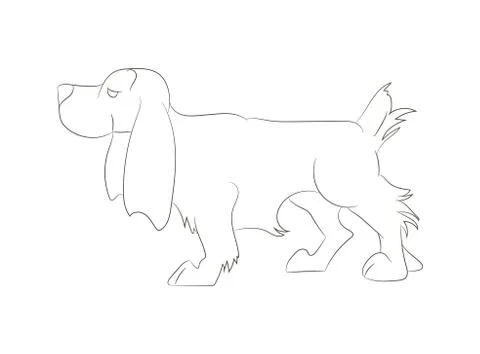 Vector illustration of a dog standing, line drawing, vector Stock Illustration
