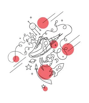 Vector illustration  with  dogs in space Stock Illustration