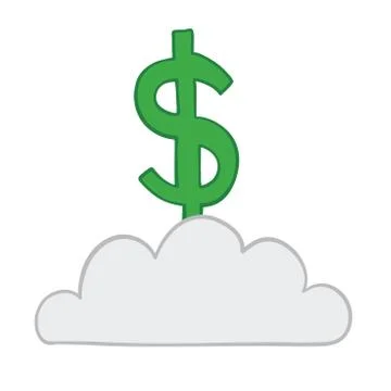 Vector illustration dollar on cloud. Hand drawn. 스톡 일러스트