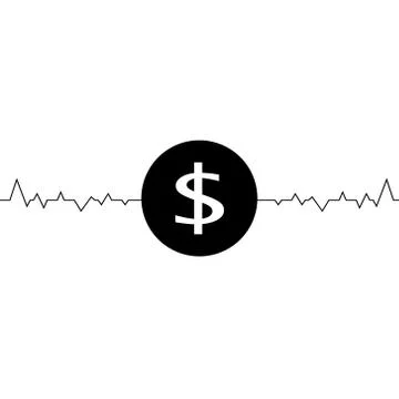 Vector illustration of dollar one line drawing, minimalism art. Fluctuation in Stock Illustration