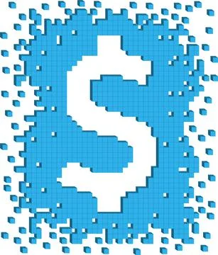 Vector illustration of Dollar sign shaped with small three dimensional cubes Stock Illustration