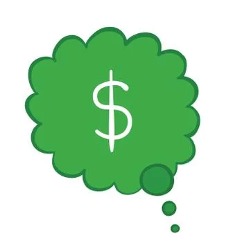 Vector illustration dollar symbol in thought bubble. Hand drawn. Stock Illustration