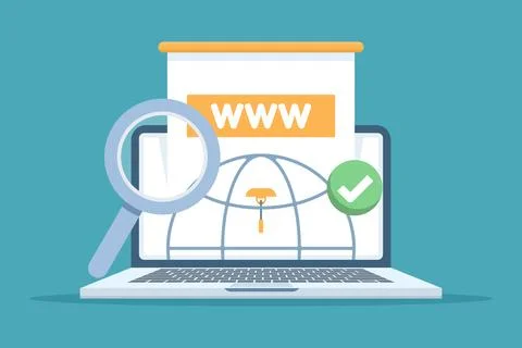 Vector illustration of domain registration and communication concept Stock Illustration