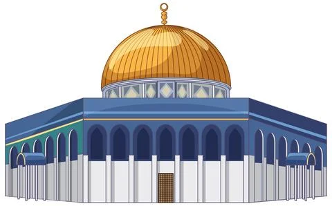 Vector Illustration of the Dome of the Rock Islamic Landmark 스톡 일러스트