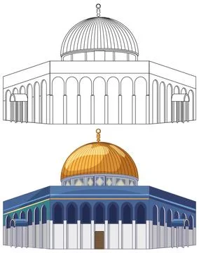 Vector Illustration of Dome of the Rock Mosque in Jerusalem Illustrazione stock