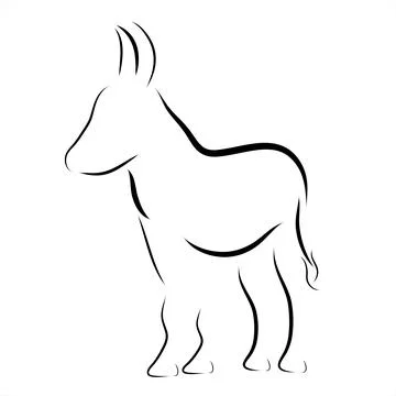 Vector illustration of donkey painted with simple lines. Symbol of cattle and Stock Illustration