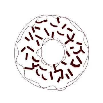 Vector illustration of a donut in line design brown color isolated on a white Stock Illustration