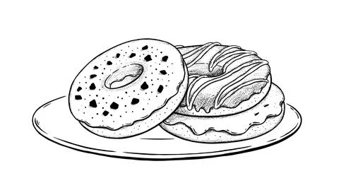 Vector illustration of Donuts on plate Illustrazione stock
