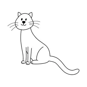 Vector illustration of doodle cat in cartoon style. Cute animal character for Stock Illustration