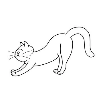 Vector illustration of doodle cat in cartoon style. Cute animal character for Stock Illustration