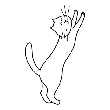 Vector illustration of doodle cat in cartoon style. Cute animal character for Stock Illustration