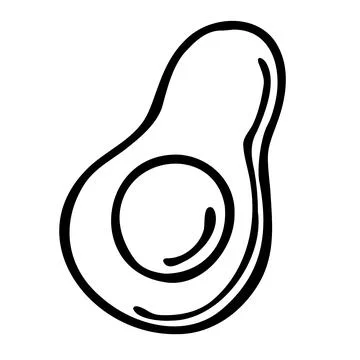 Vector illustration doodle hand drawn food fruit vegetable avocado half see.. Stock Illustration