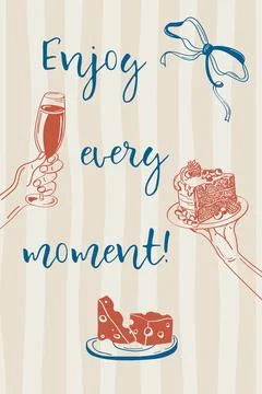 Vector illustration in doodle style. Enjoy every moment .A toast to the simple Stock Illustration