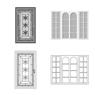 Vector illustration of door and front sign. Collection of door and wooden vector Stock Illustration