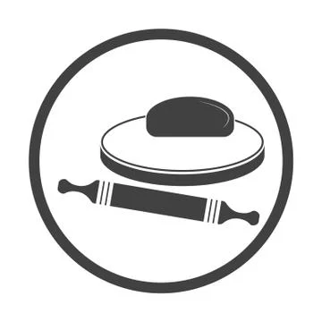 Vector illustration of dough and rolling pin on a wooden board. Stock Illustration
