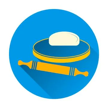 Vector illustration of dough and rolling pin on a wooden board. Stock Illustration