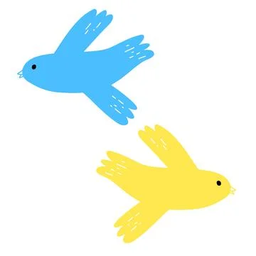 Vector illustration of dove in cartoon flat style. Two birds in color of Stock Illustration