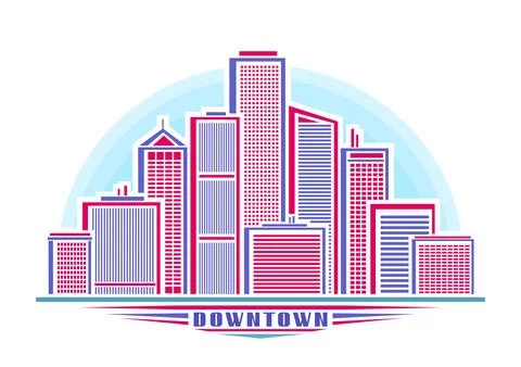 Vector illustration of Downtown Skyline Stock Illustration