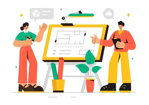 Vector illustration of a Drafting Engineer or Architect Working on a Drawin.. 스톡 일러스트