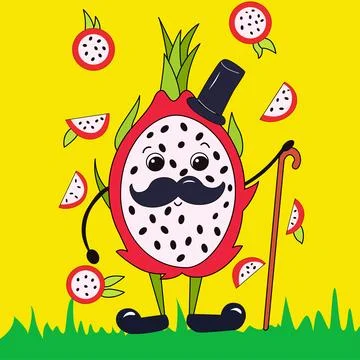 Vector Illustration of Dragon fruit set. Stock Illustration