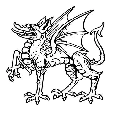 Vector illustration of dragon with a sword Stock Illustration