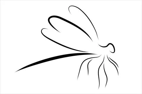 Vector illustration of dragonfly painted with simple lines. Symbol of insect  Stock Illustration