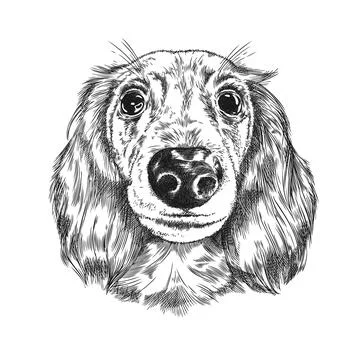 Vector illustration drawn by hand, the muzzle of a cocker spaniel with soulful Stock Illustration