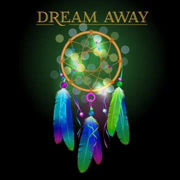 Vector illustration of dream catcher, native american poster Stock Illustration