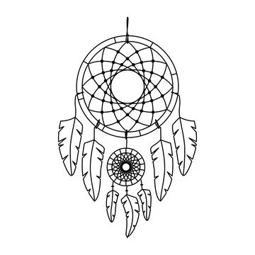Vector illustration of dreamcatcher in boho style. Mystery interior Stock Illustration