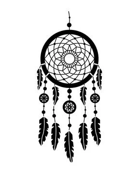 Vector illustration of dreamcatcher in boho style. Mystery interior. Simple s Illustrazione stock