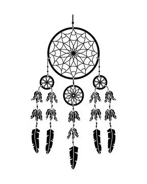 Vector illustration of dreamcatcher in boho style. Mystery interior. Simple s Stock Illustration