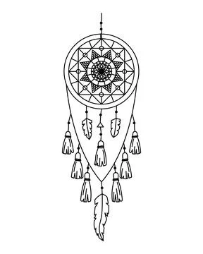 Vector illustration of dreamcatcher in boho style. Mystery interior 스톡 일러스트